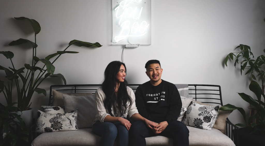 A still of founder Mixed race Filipina Canadian Saschie MacLean-Magbanua alongside her husband and partner, Roman Magbanua from Making It, While Making a Difference