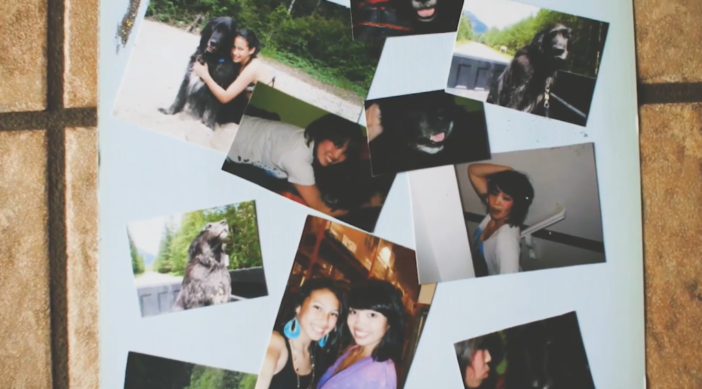 A still of pictures of Mixed race Filipina Canadian MacLean-Magbanua and her late sister Chantel from Making It, While Making a Difference