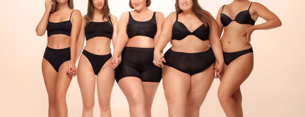 Photoshoot of women with all different types of body types. 
