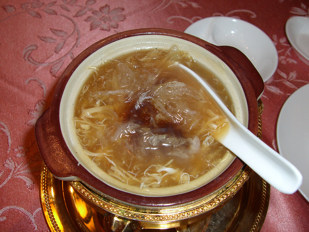 A bowl of shark fin soup.