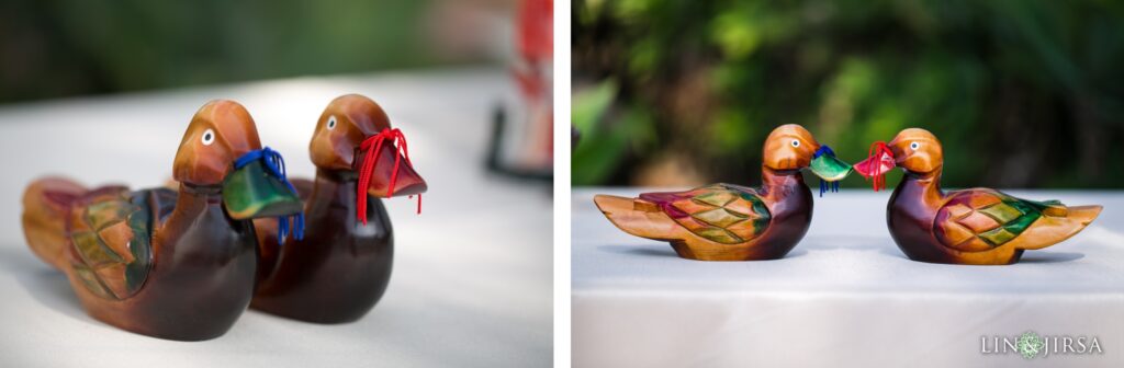 A wooden duck, a korean wedding tradition gifted to the couple.