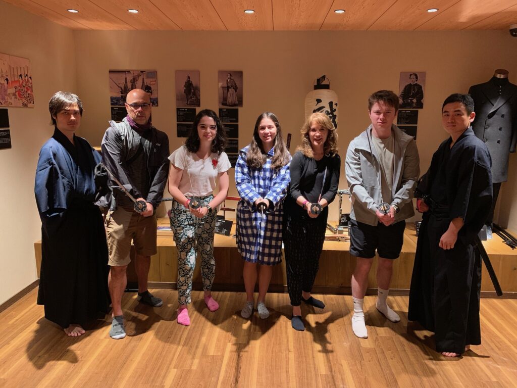 the author and her family in Japan, in April 2019