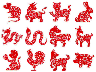 Red Chinese zodiac animals