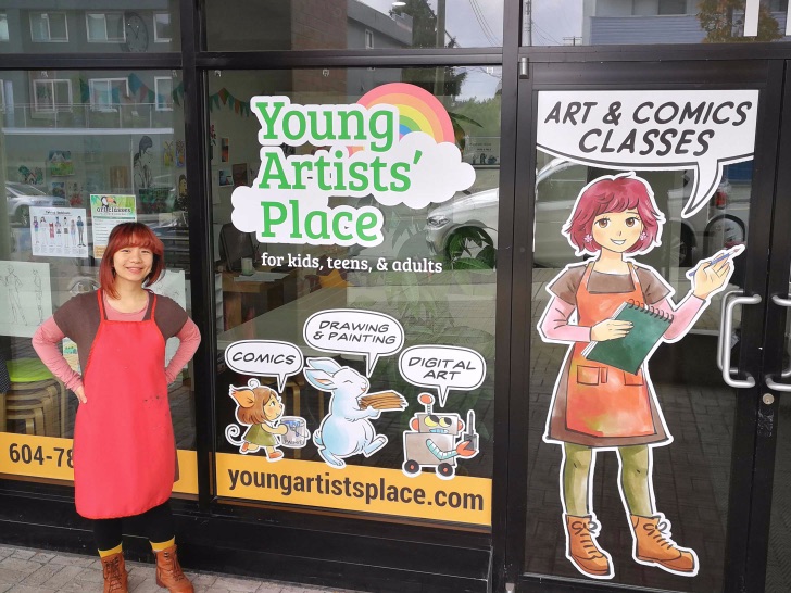 Janice Liu in front of Young Artists' Place